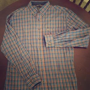 Men's Noble Outfitters L Blue & Orange Button Down